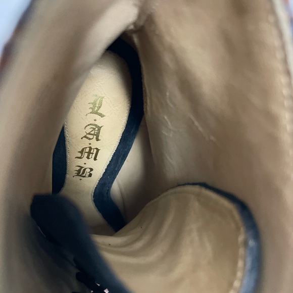 L.A.M.B. By Gwen Stefani No Doubt Wool Plaid Suede Lace Up Booties Size 7 - Picture 13 of 14